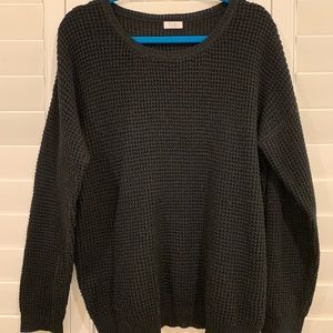 Black Waffle Knit Sweater